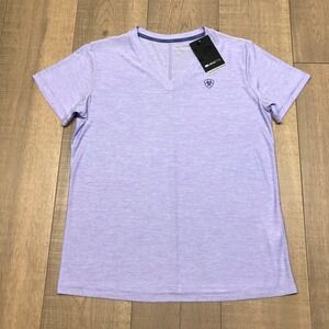 Ariat Tek Shirt Top Womens Size M Performance V-neck Short Sleeve Laguna Purple